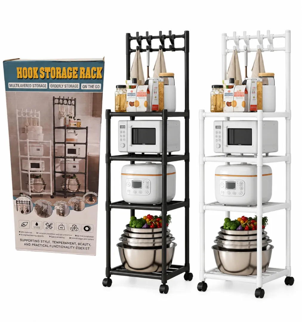 CARRITO ORGANIZADOR MULTIFUNCIONAL 4 ESTANTES METALICO HOOK