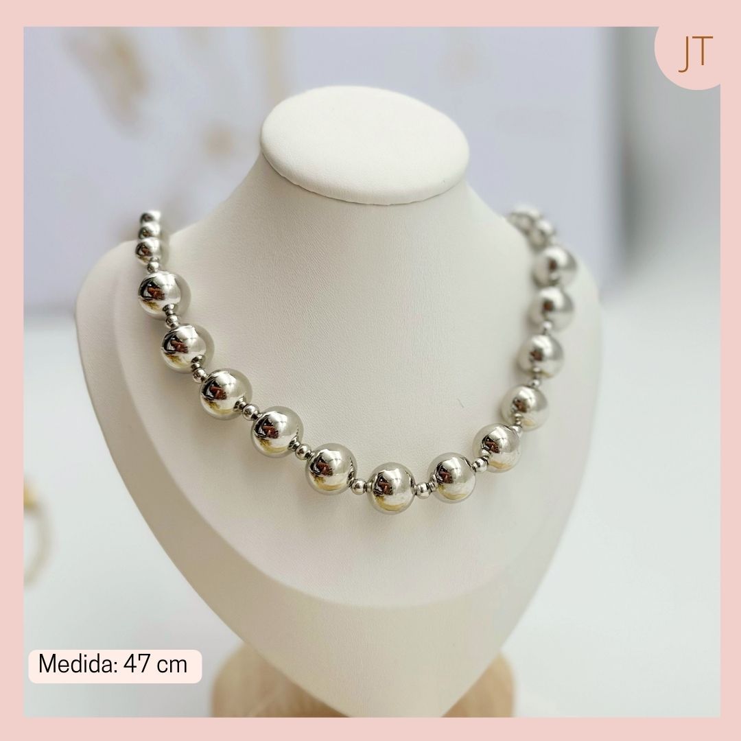 Collar Balin Plateado Rodio 