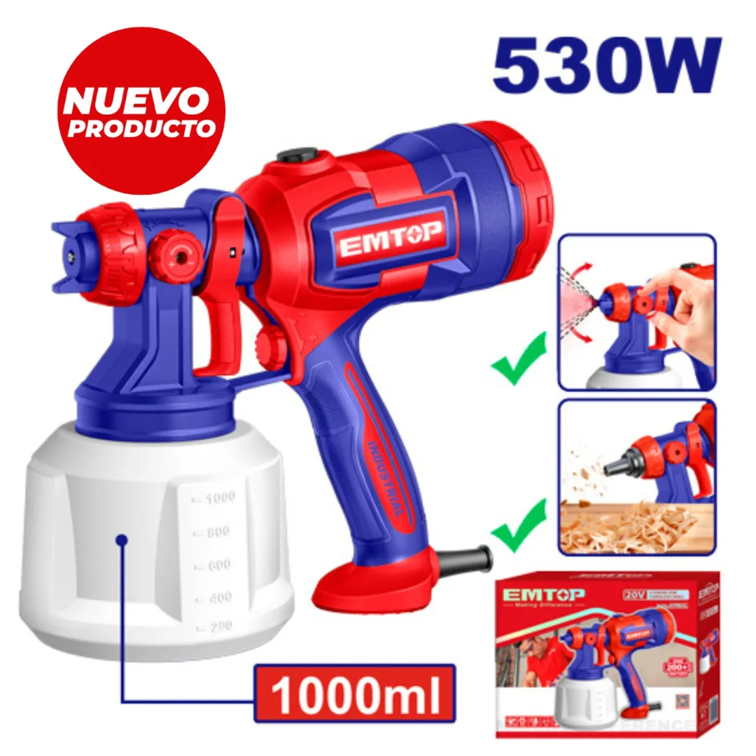EMTOP PISTOLA PARA PINTAR 530W/120DIN-S CAP 1000ML