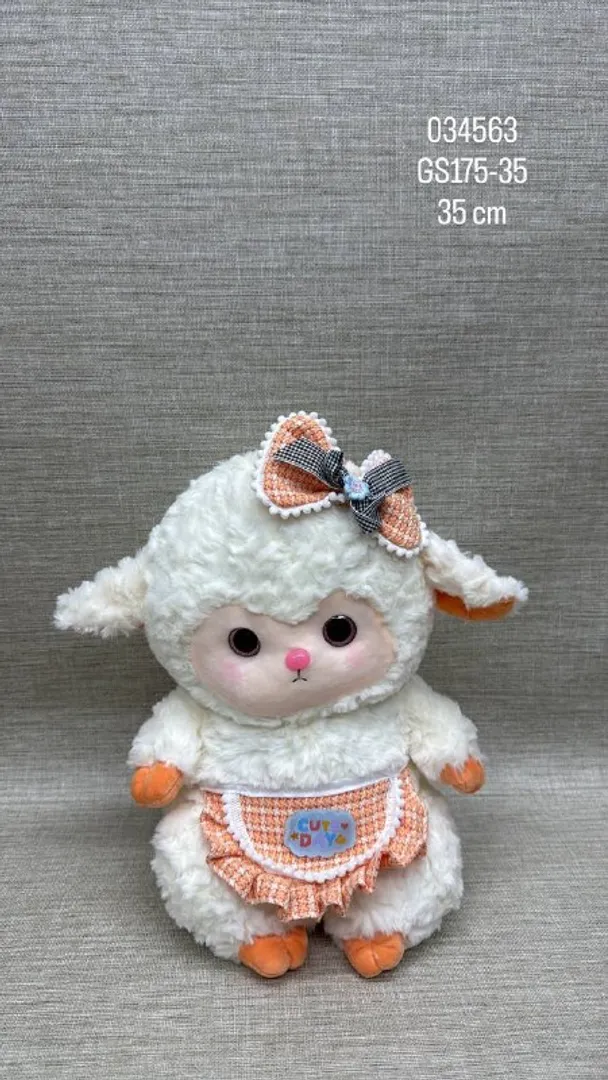 OVEJA CON MOÑO NARANJA DE  35 CM