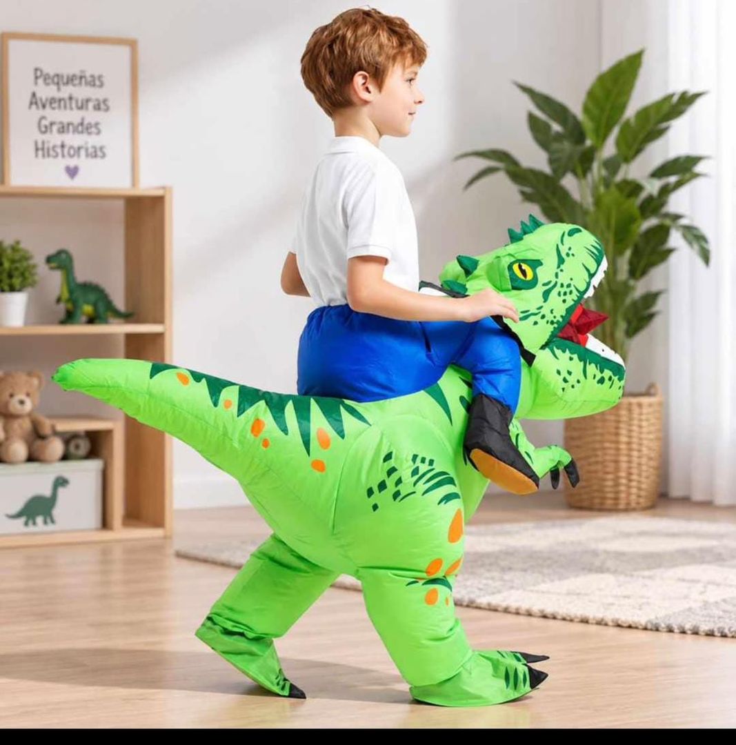 DISFRAZ INFLABLE DINO VERDE PARA NIÑO
