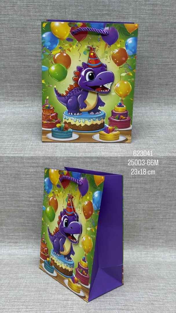 BOLSA DE REGALO SURTIDA DINOSAURIO 23x18 CM