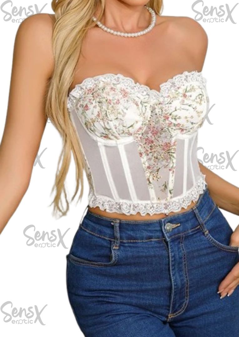 Corset Ajustado con Estampado Floral – Elegancia y Sensualidad en Cada Detalle