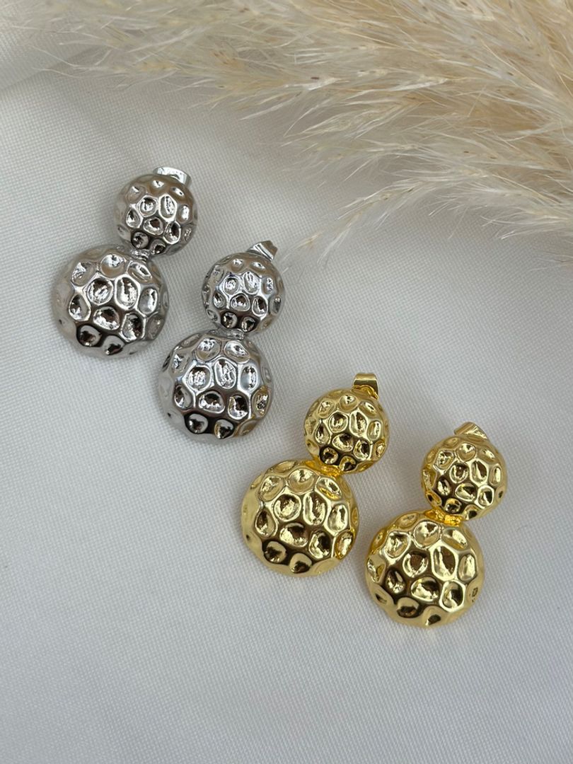 Arete doble círculo dorado 