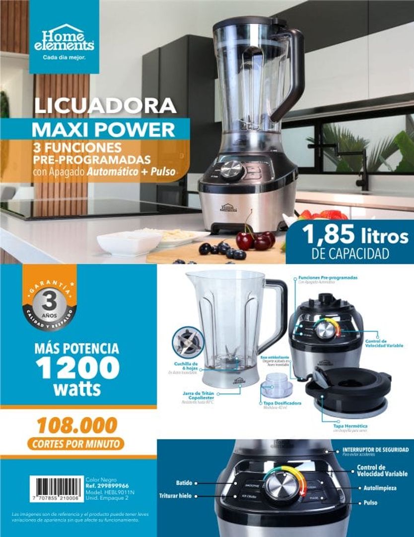 LICUADORA HOME ELEMENTS MAXI