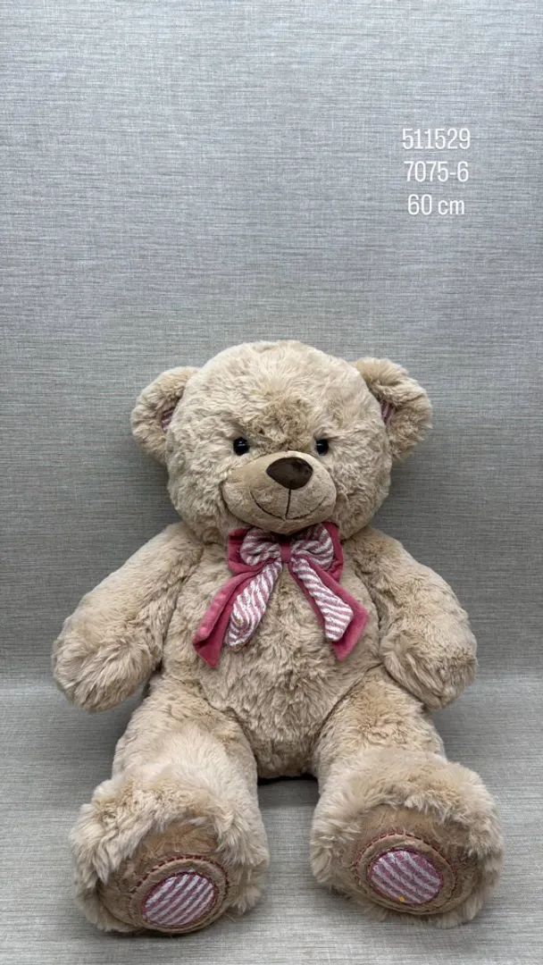OSO BEIGE CON MOÑO ROSA 60 CM