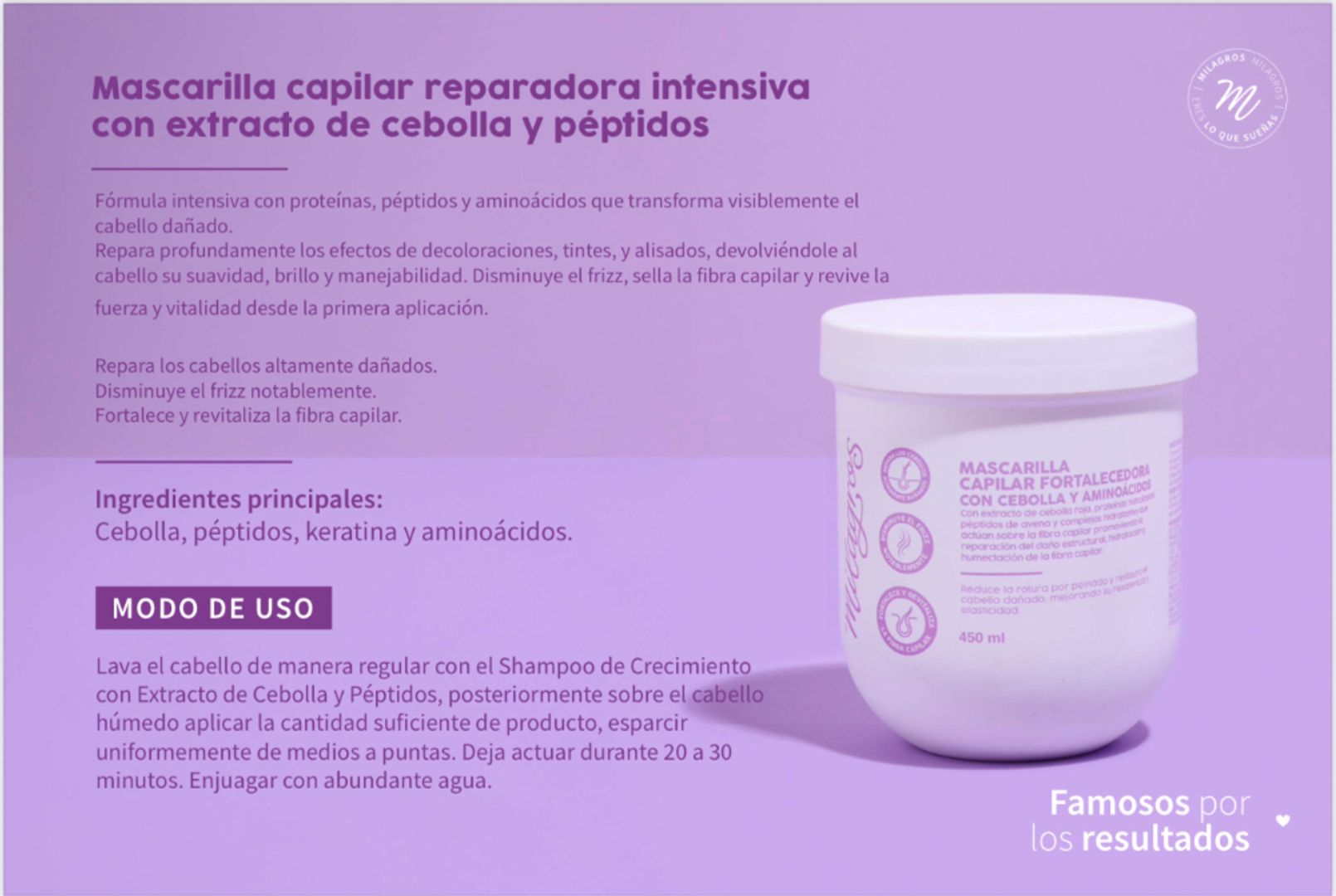 Mascarilla Capilar Reparadora Intensiva Con Extracto De Cebolla y Péptidos