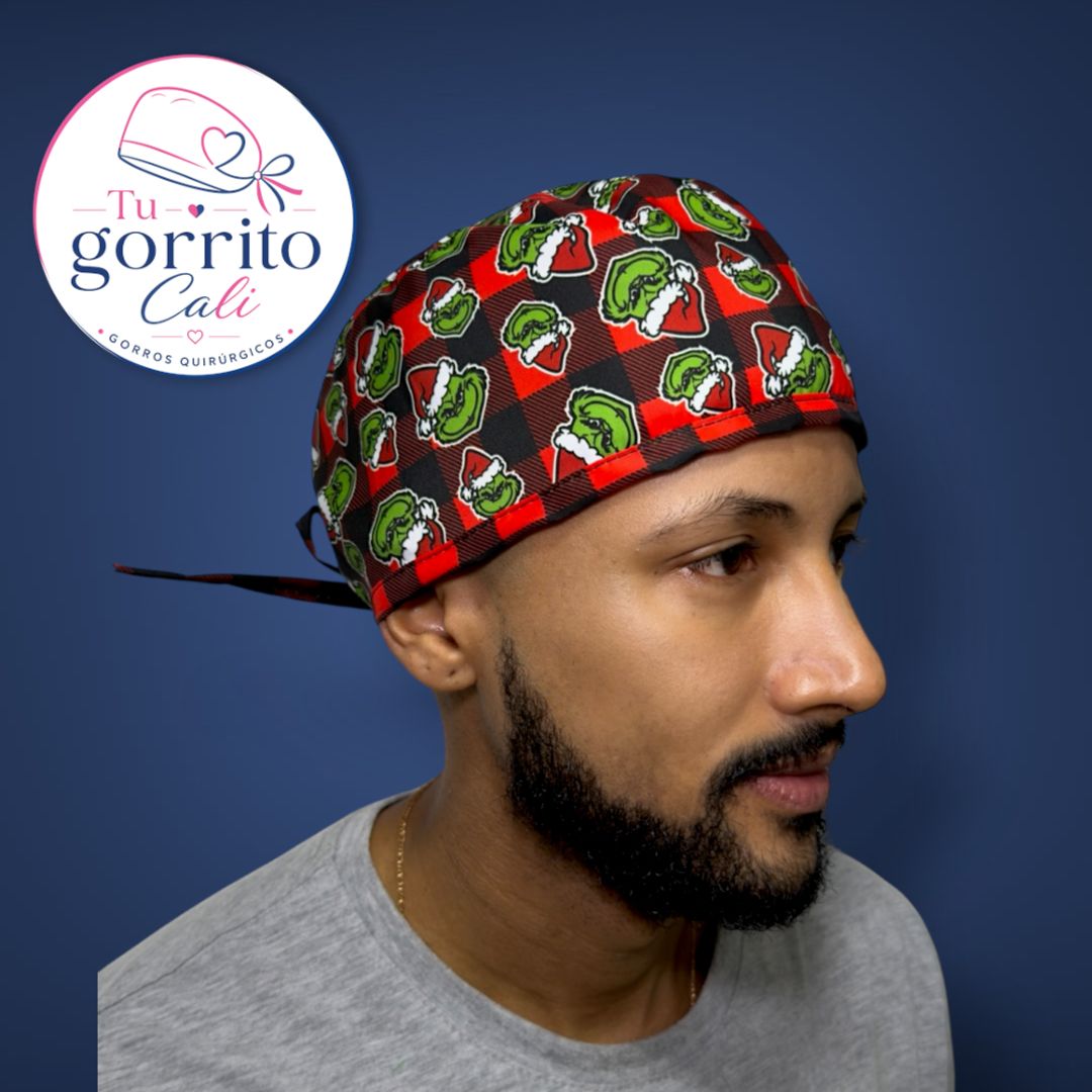 Grinch Navidad cuadros rojos hombre 