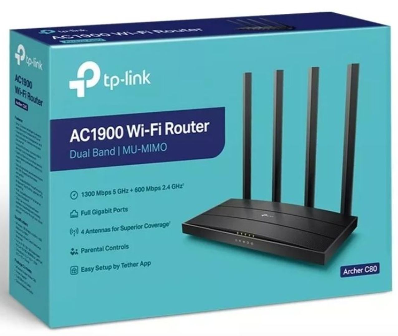 Router TP-Link Archer hasta 1300Mbps 5G 4 antenas C80 AC1900