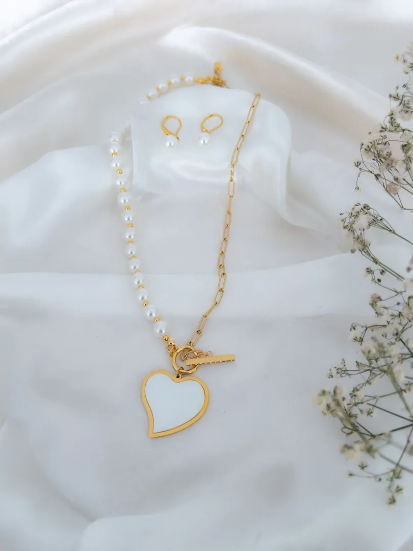 SET CORAZON PERLA