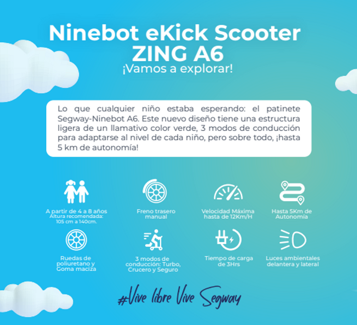 NINEBOT ZING SCOOTER A6 NIÑOS