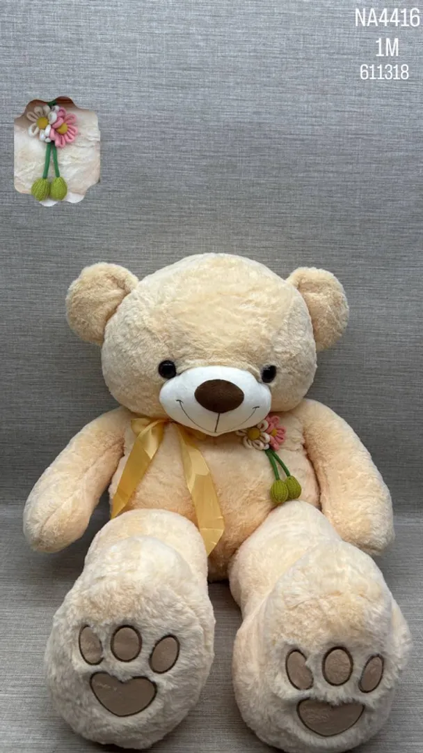 OSO PATAS LARGAS BEIGE CON FLORES 1 M