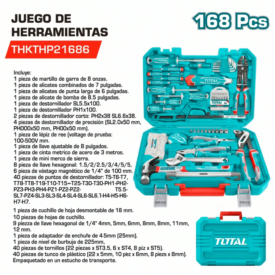 JUEGO DE HERRAMIENTAS DE 168 PIEZAS