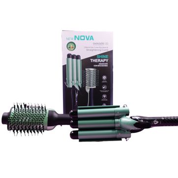 Imagen del producto COMBO PLANCHA SIRENA Y CEPILLO SECADOR AGUACATE NOVA 