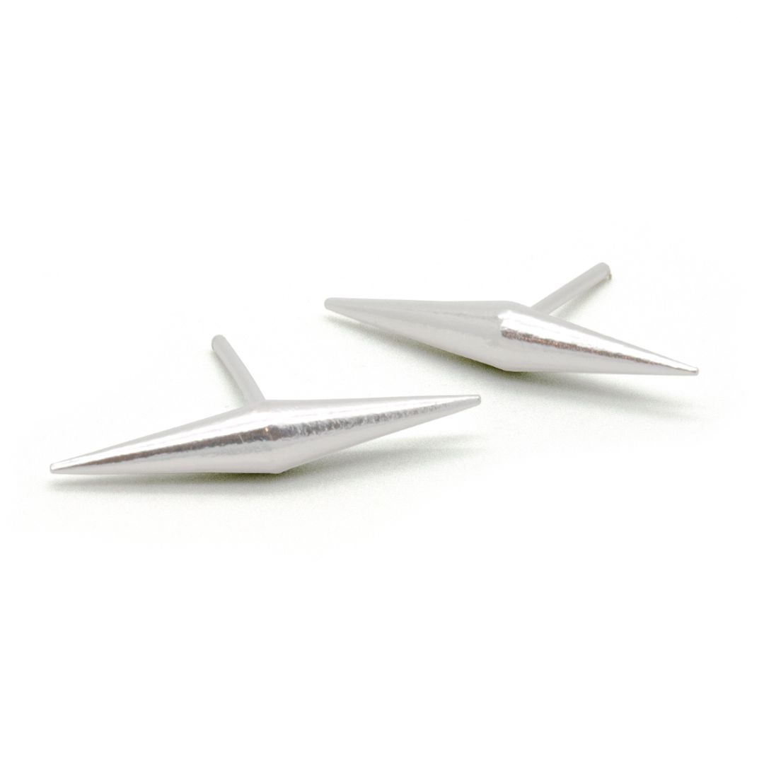 SILVER CENTERED DOUBLE CONE STUDS