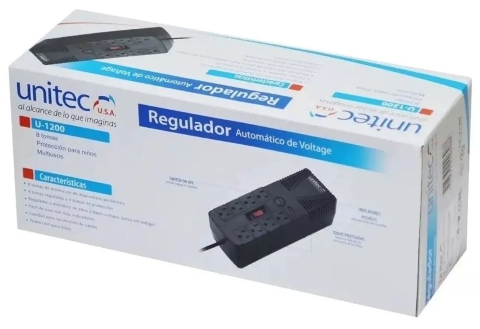 Regulador Unitec 8 tomas 1200va