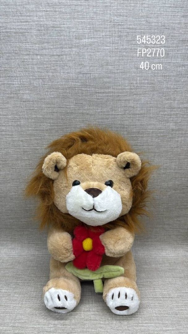 LEON CON FLOR ROJA DE 40 CM