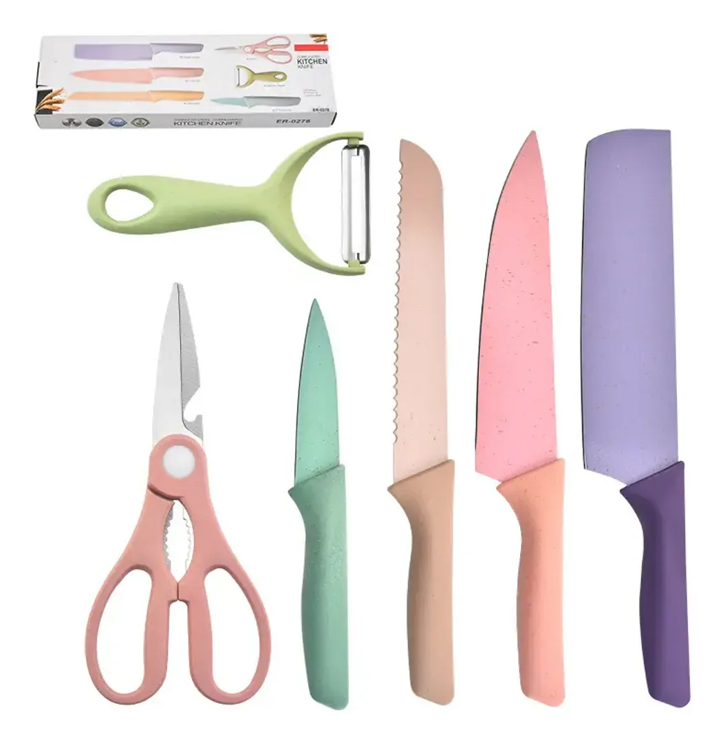 SET CUCHILLOS PROFESIONALES ACERO INOXIDABLE X6 