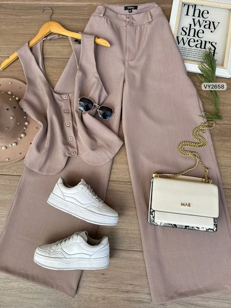 SET BLUSA TIPO CHALECO ESCOTE ESPALDA Y PANTALON VY2658