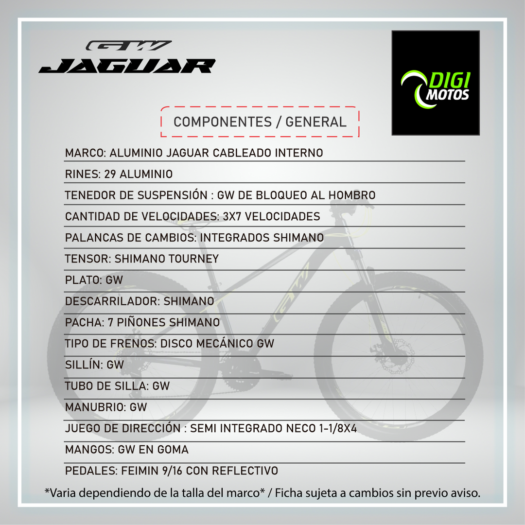 JAGUAR 7 VELOCIDADES FRENO MECANICO