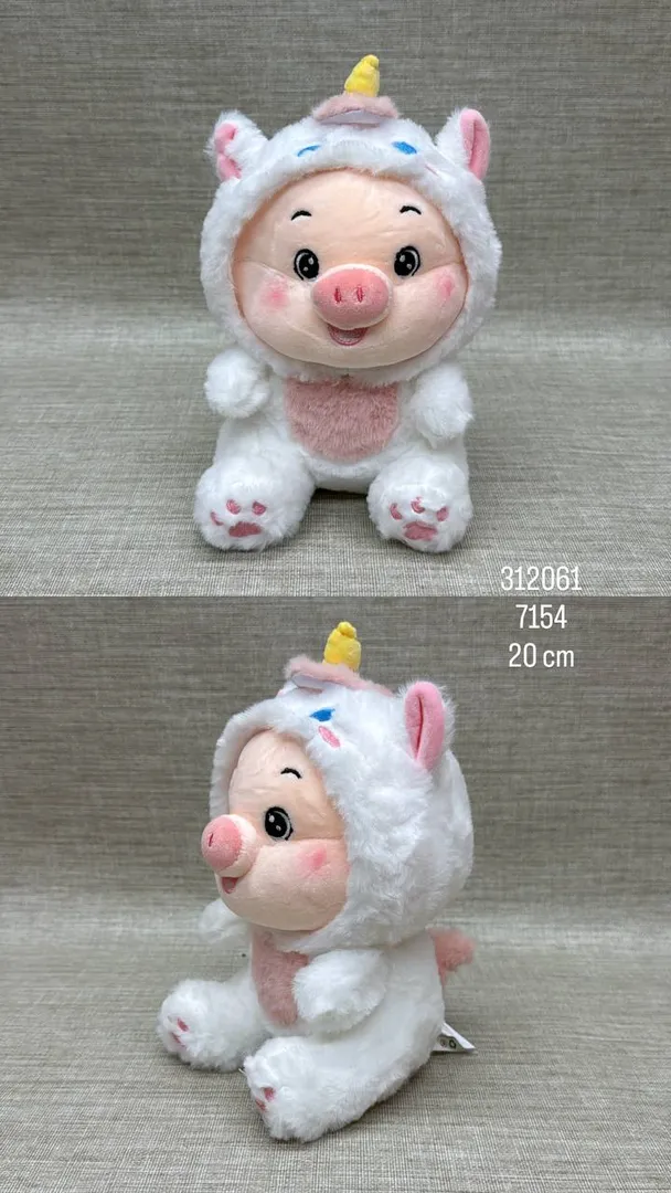 CERDITO CON DISFRAZ DE UNICORNIO 20 CM