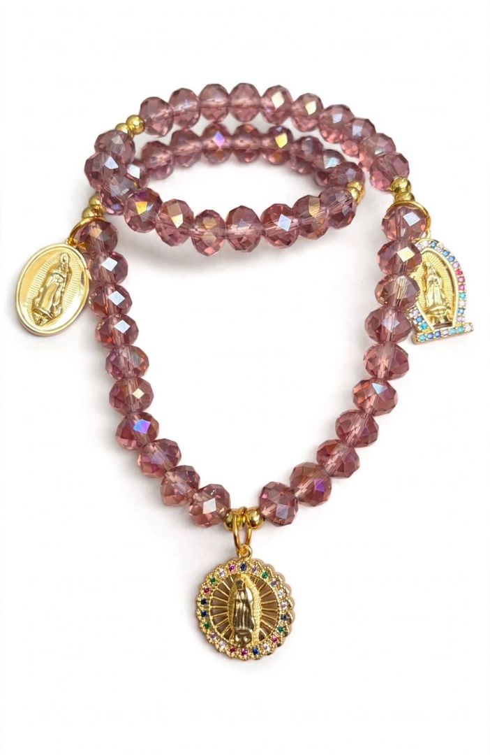 Denario pulsera rosa/lila tornasol