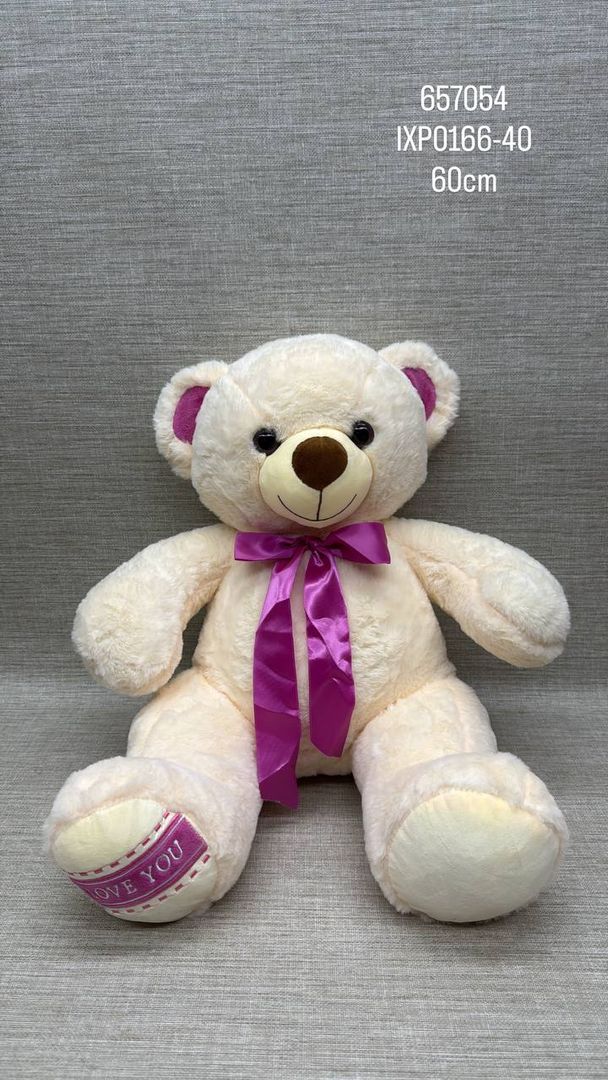 OSO PATAS LARGAS CON CINTA FUCSIA 45 CM