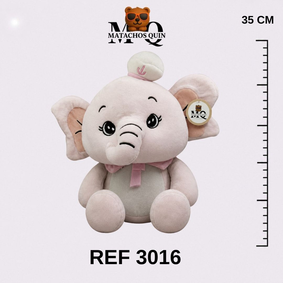 ELEFANTE ROSA CON GORRITO Y CORBATA