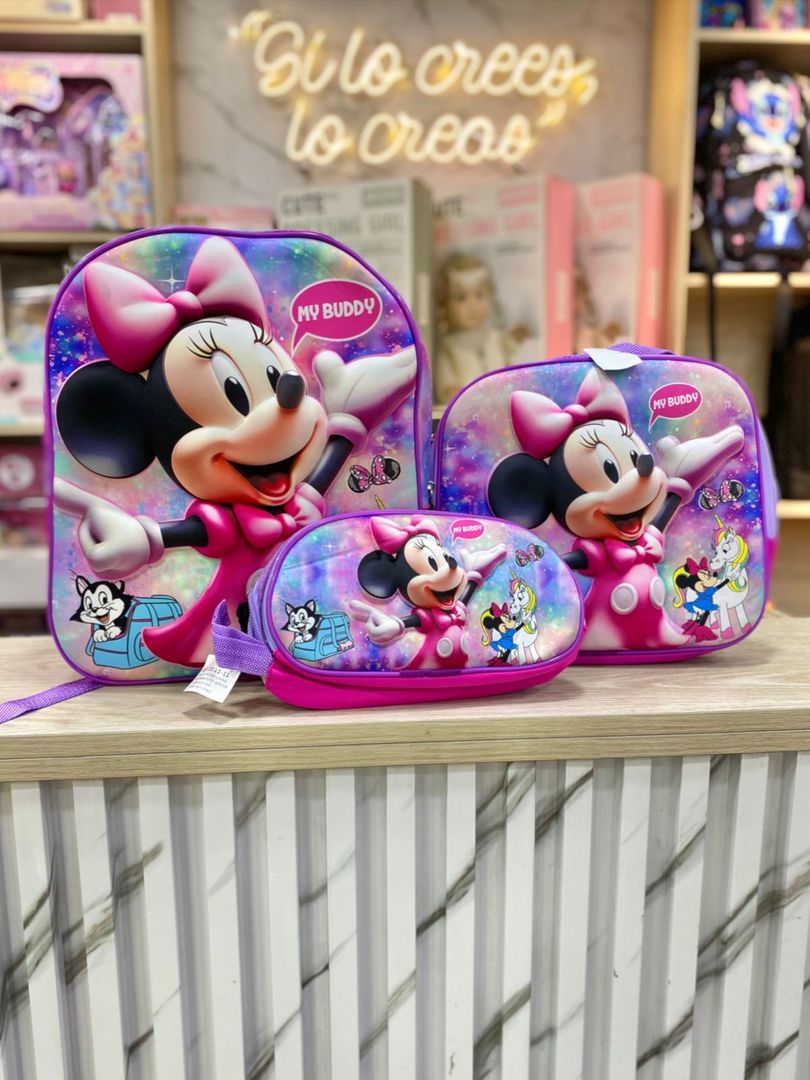 KIT MINNIE MOCHILA ESCOLAR 