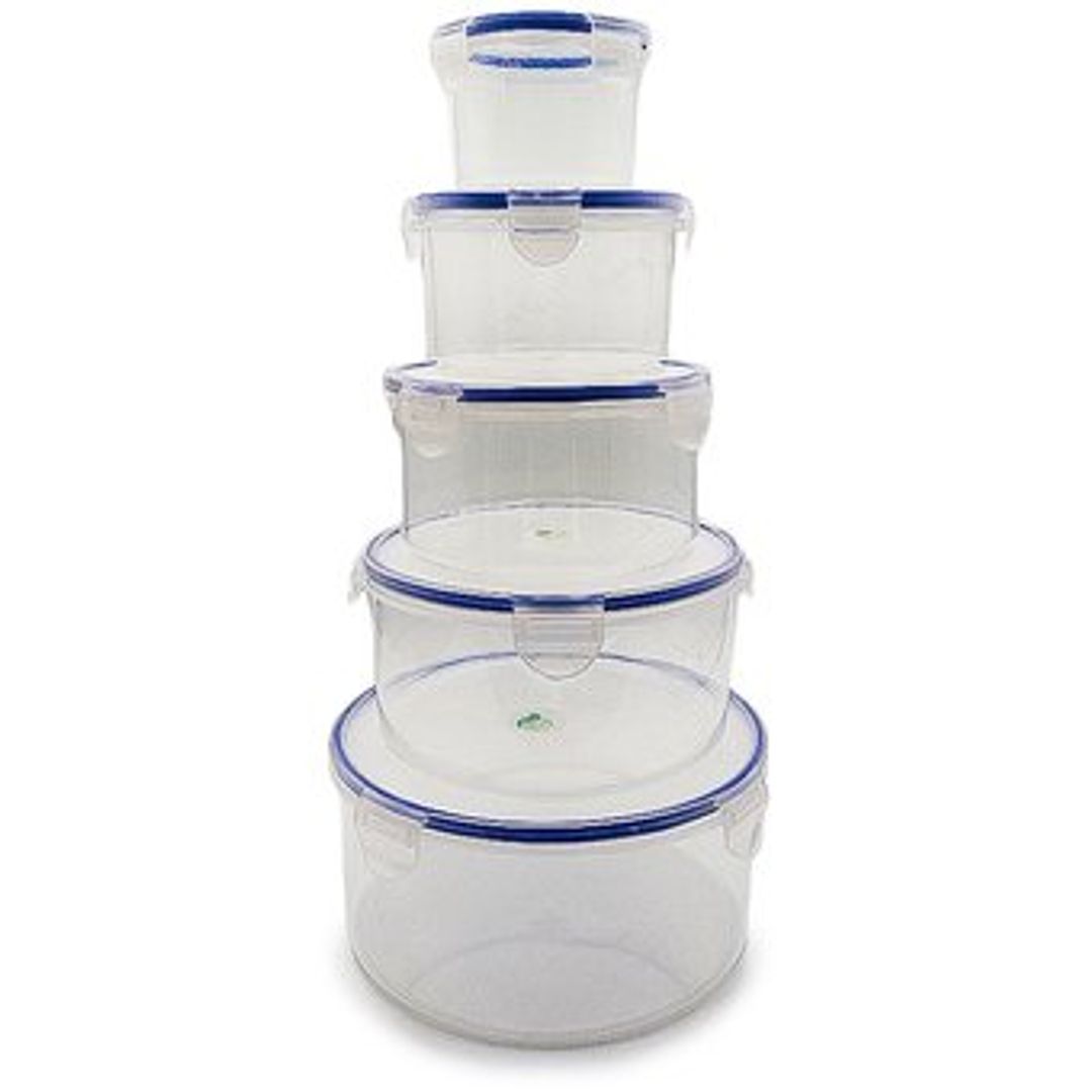 JUEGO DE RECIPIENTES HERMETICOS REDONDOS X5