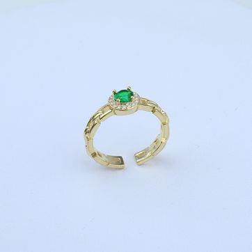 Imagen del producto ANILLO AJUTABLE CENTRO ESMERALDA BORDE ZIRCONES  5905 