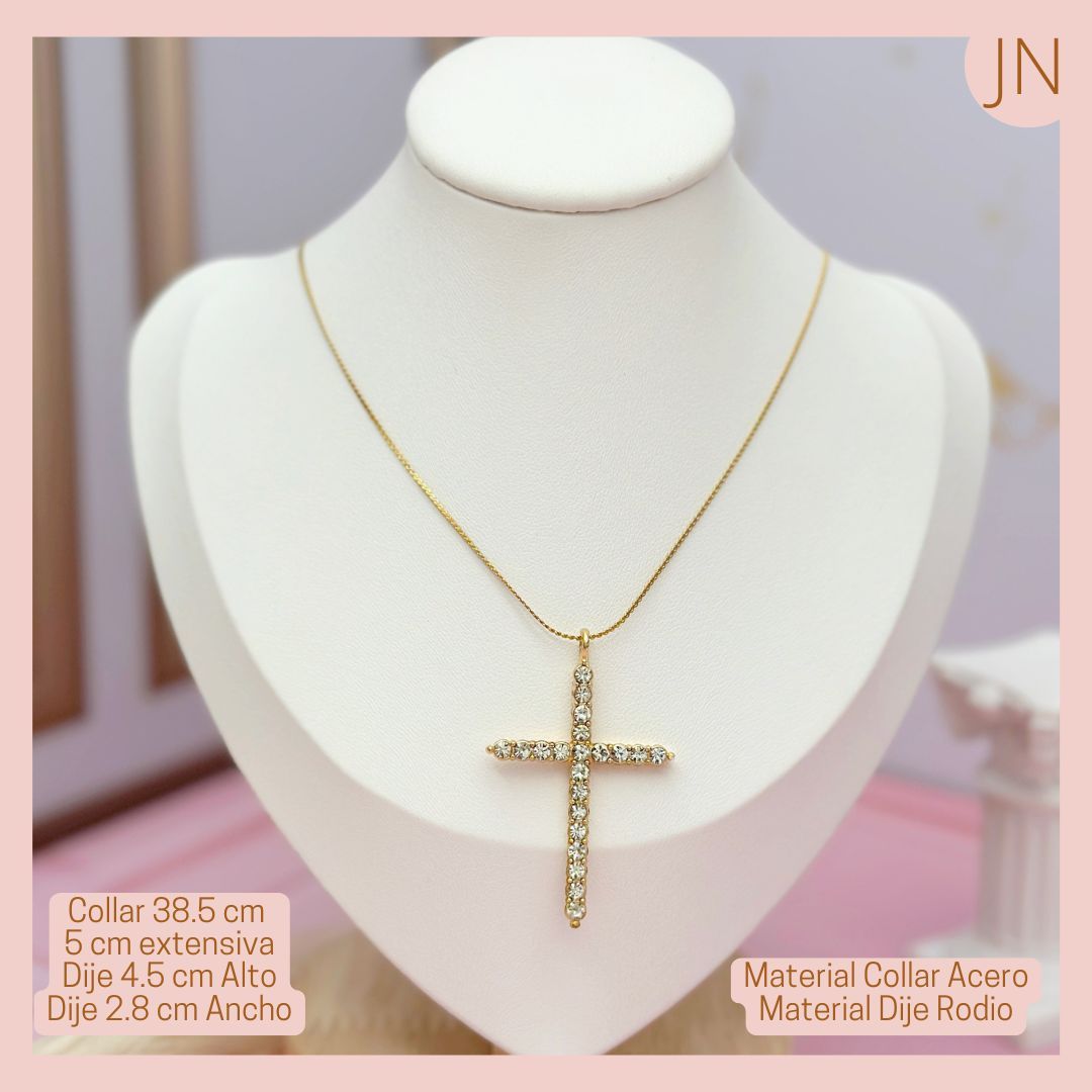 Lindo Collar Cruz Circonado Dorado