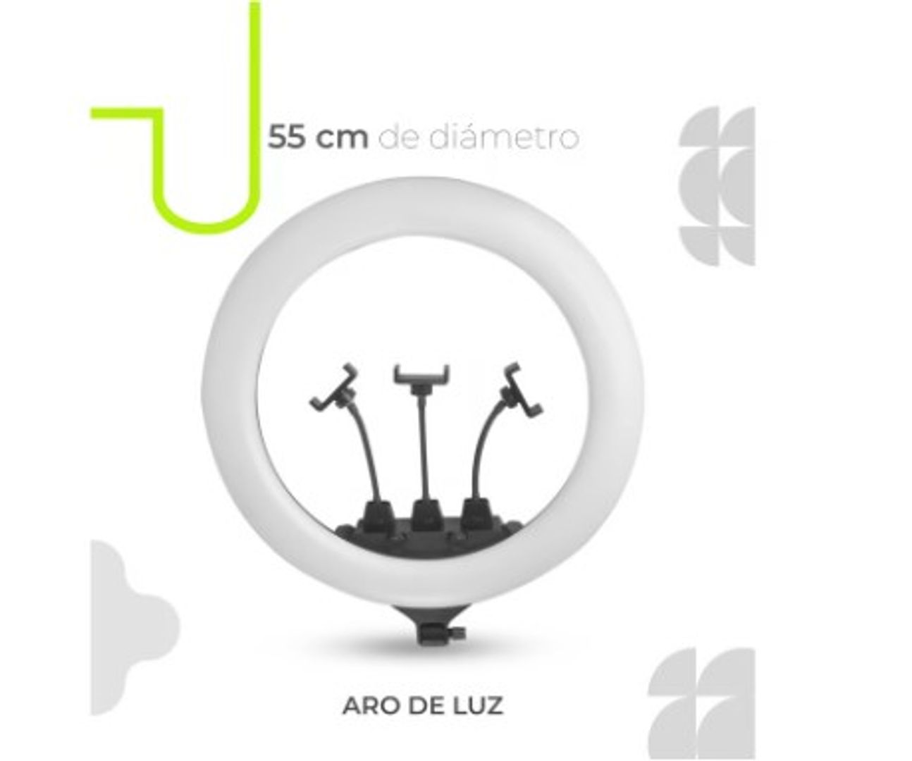 ro de luz soporte celular triple y tripode de luz 55 cm