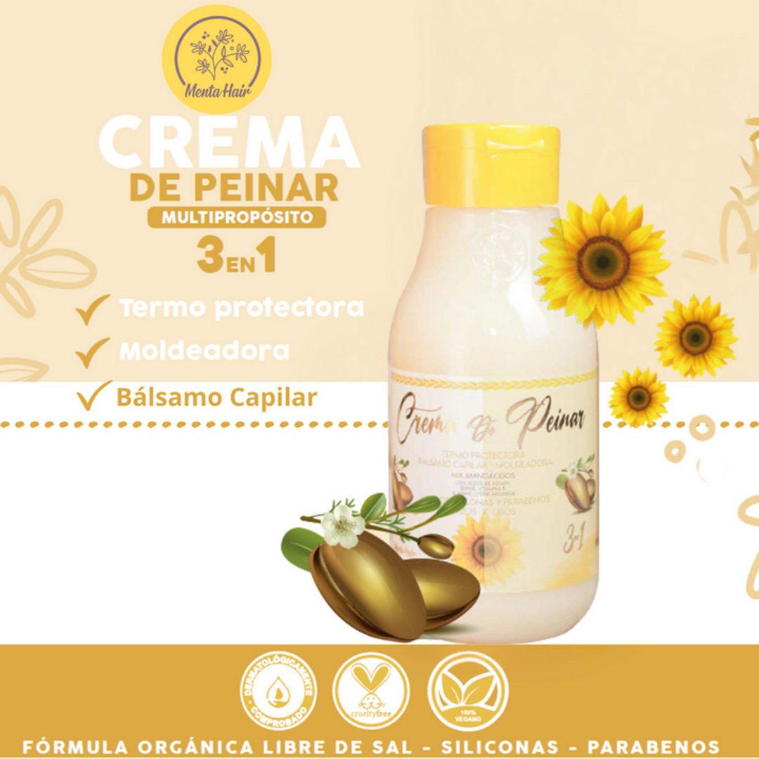 Crema De Peinar Con Termoprotector Menta Hair 550 Ml