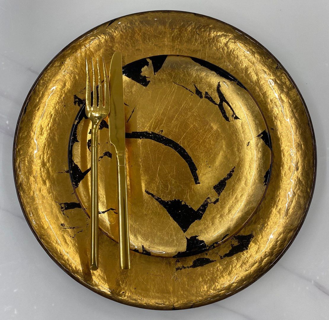 Bajo Plato Cristal Dorado