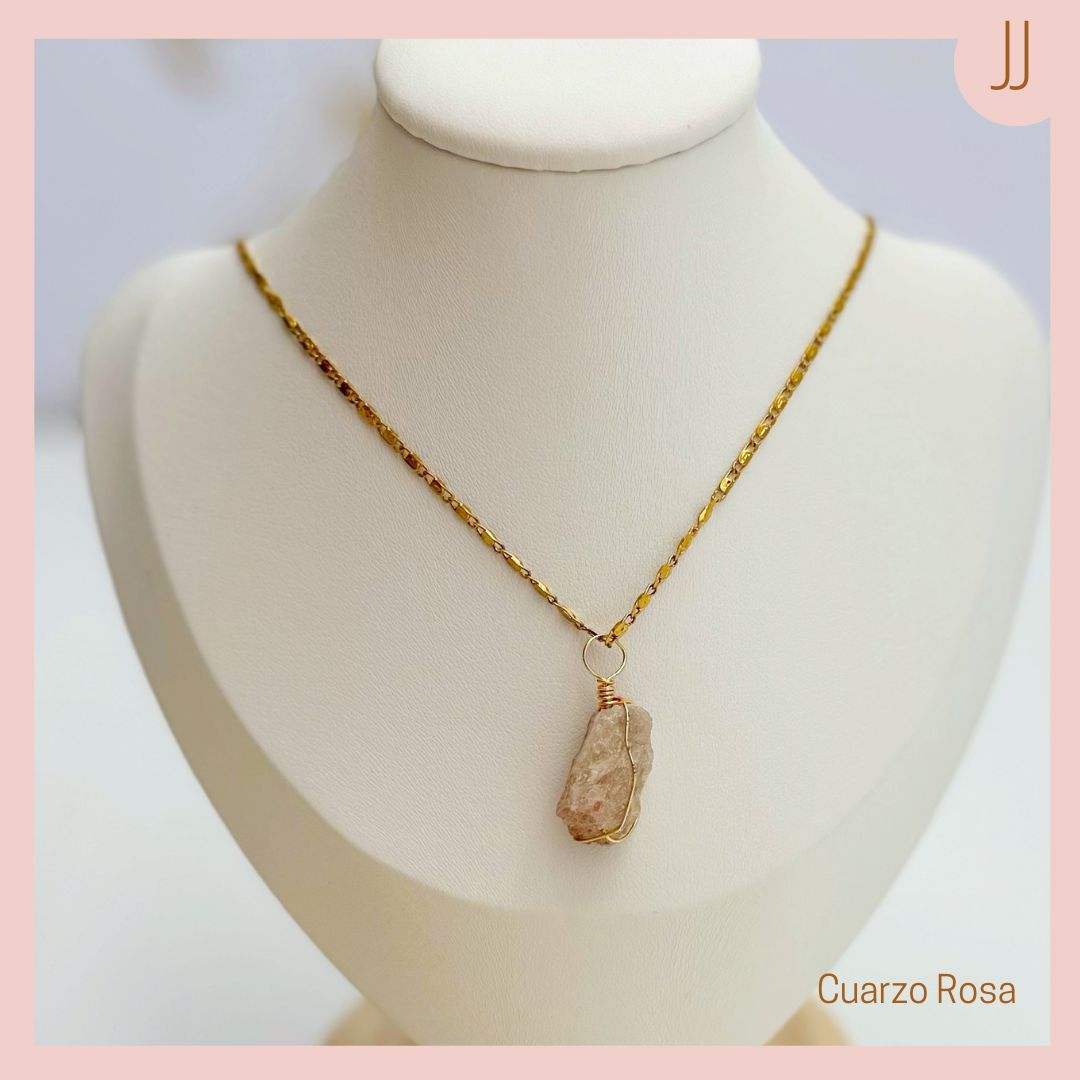 Collar Dije Cuarzo Rosa 
