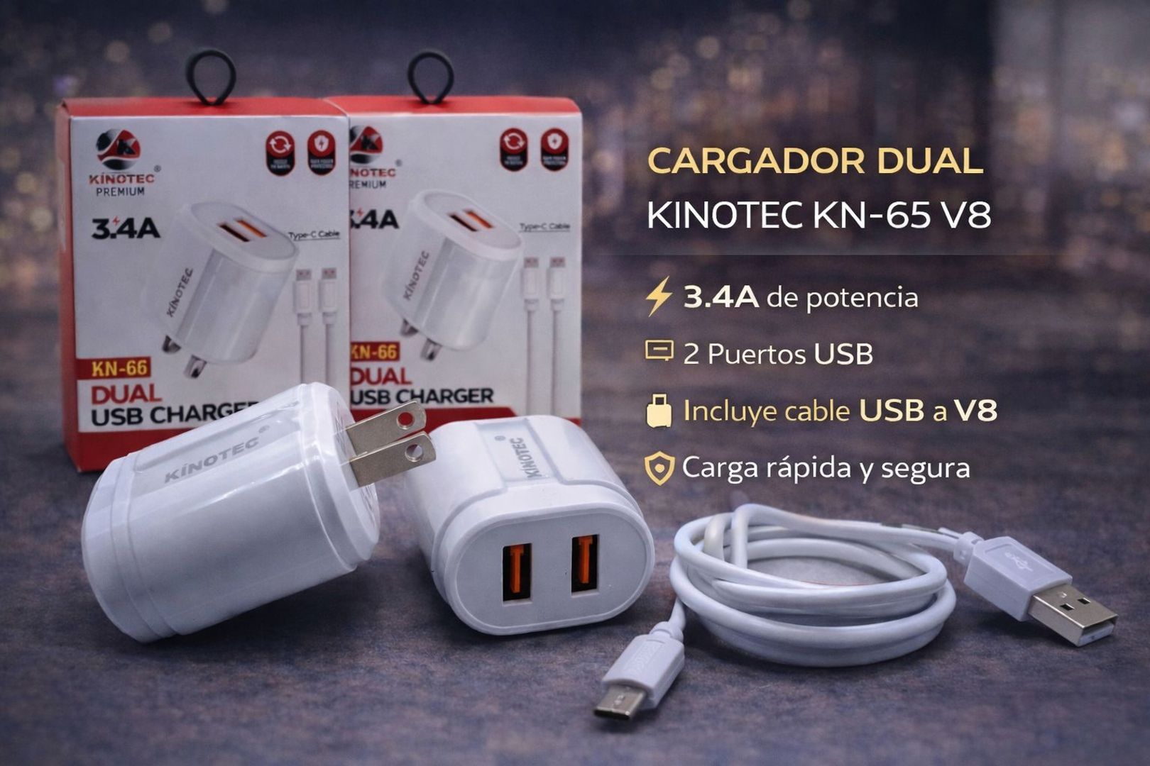 Cargador Kinotec KN-65 V8