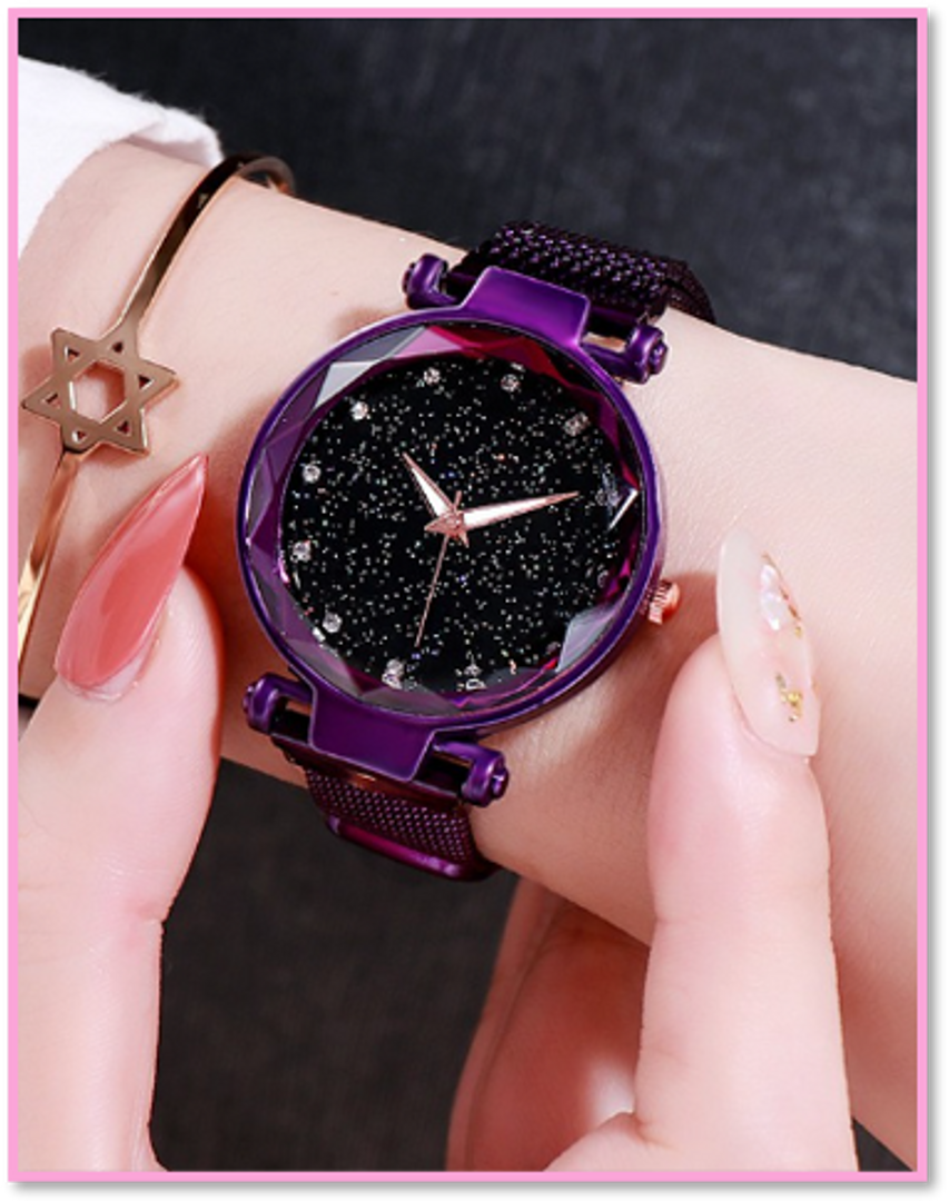 RELOJ MAGNETICO ESTRELLADO COLOR MORADO