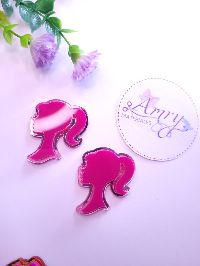 Acrílico 4.5x3.8cm silueta  rosado y rosa claro