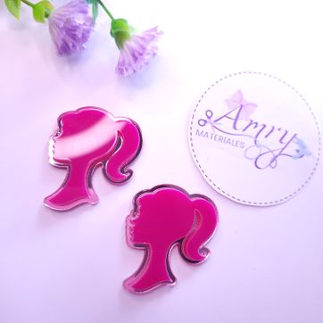 Acrílico 4.5x3.8cm silueta  rosado y rosa claro - imagen 3