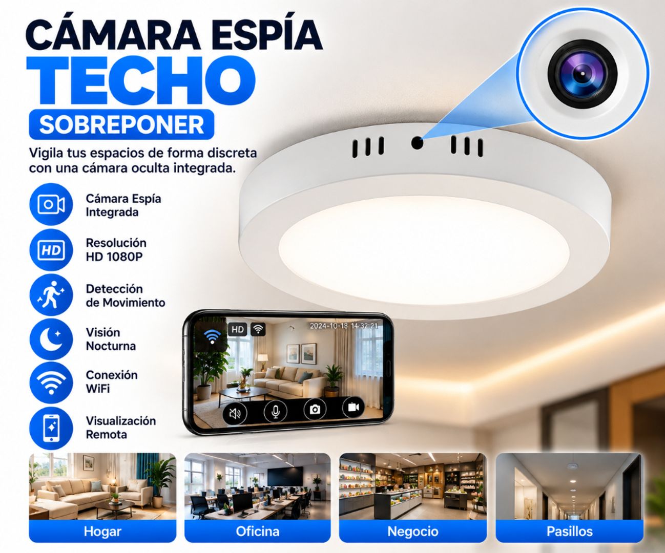 Cámara Espía de Techo Sobresponer