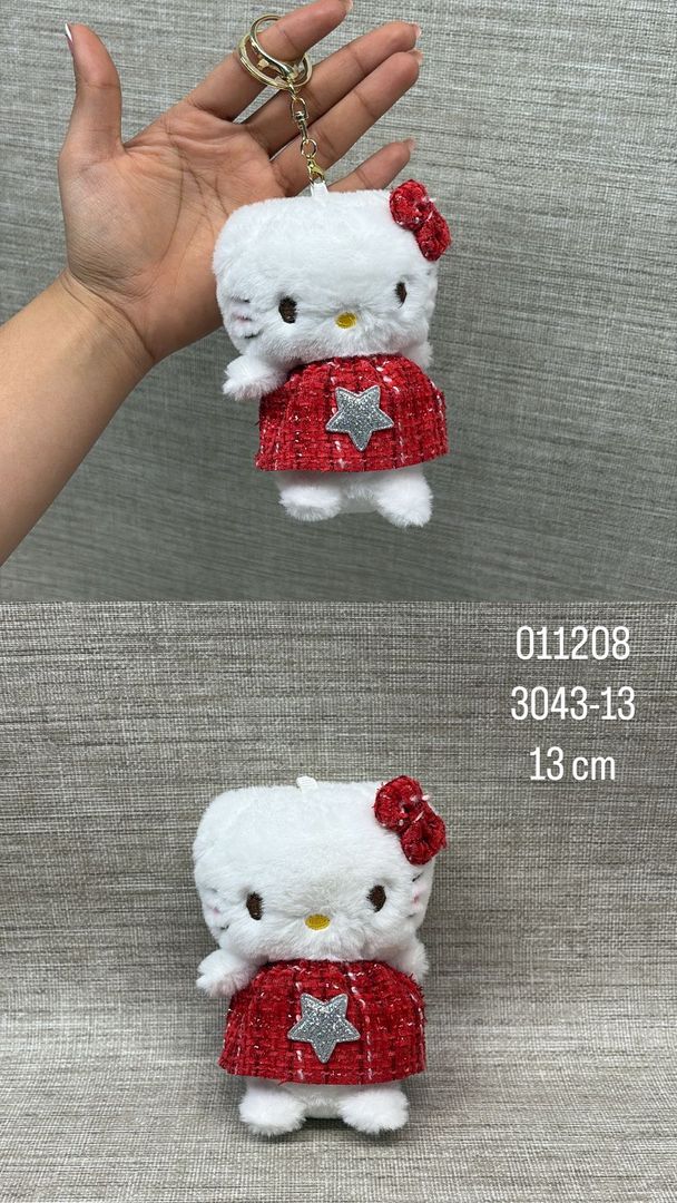 LLAVERO DE HELLO KITTY CON VESTIDO ROJO 