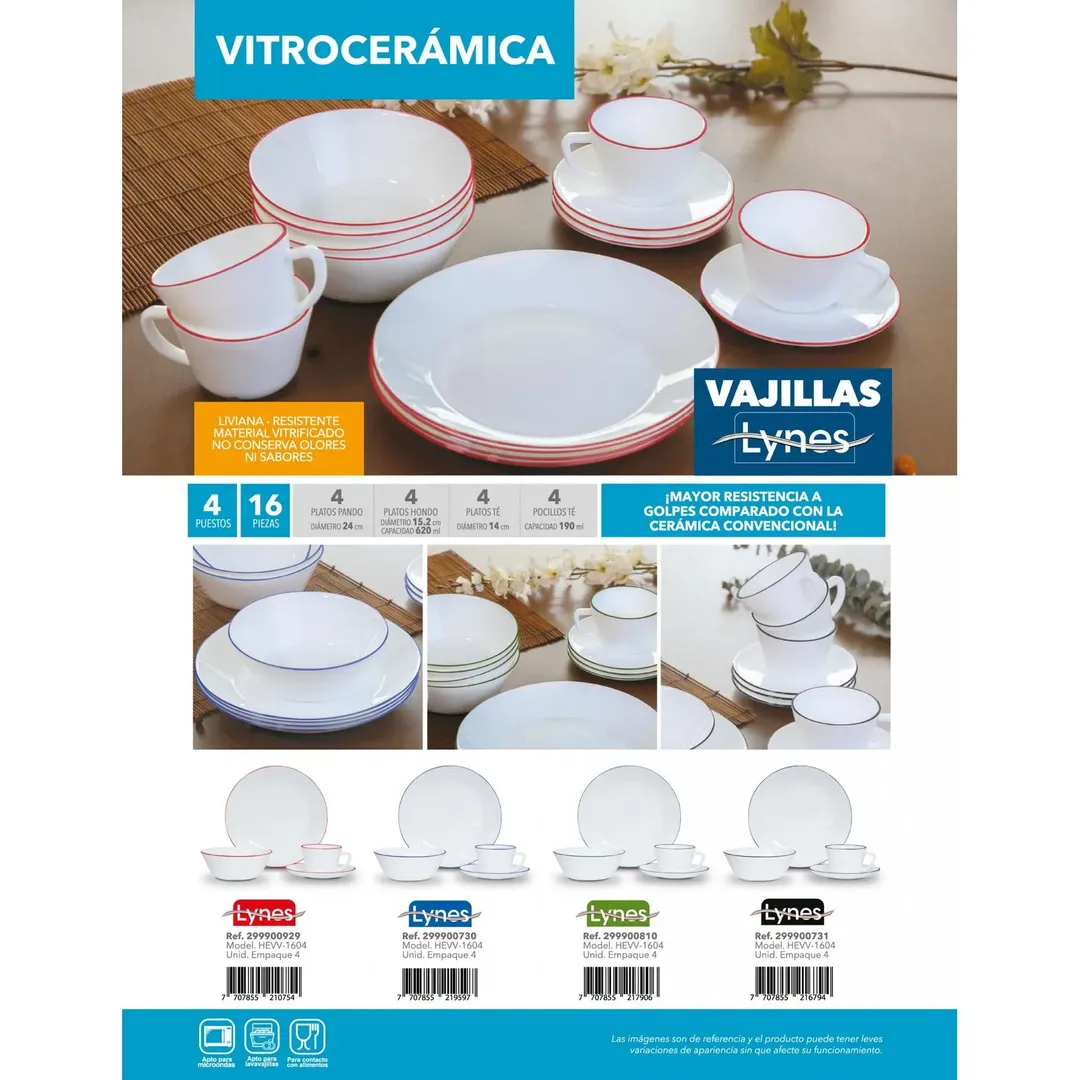 VAJILLA 4 PTS HOME ELEMENTS VITROCERAMICA