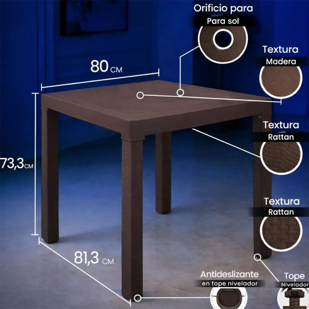 MESA ANDECOL RATTAN TAYRUNA MARRÓN