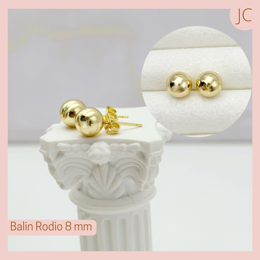 Aretes Balin Dorados 8 mm