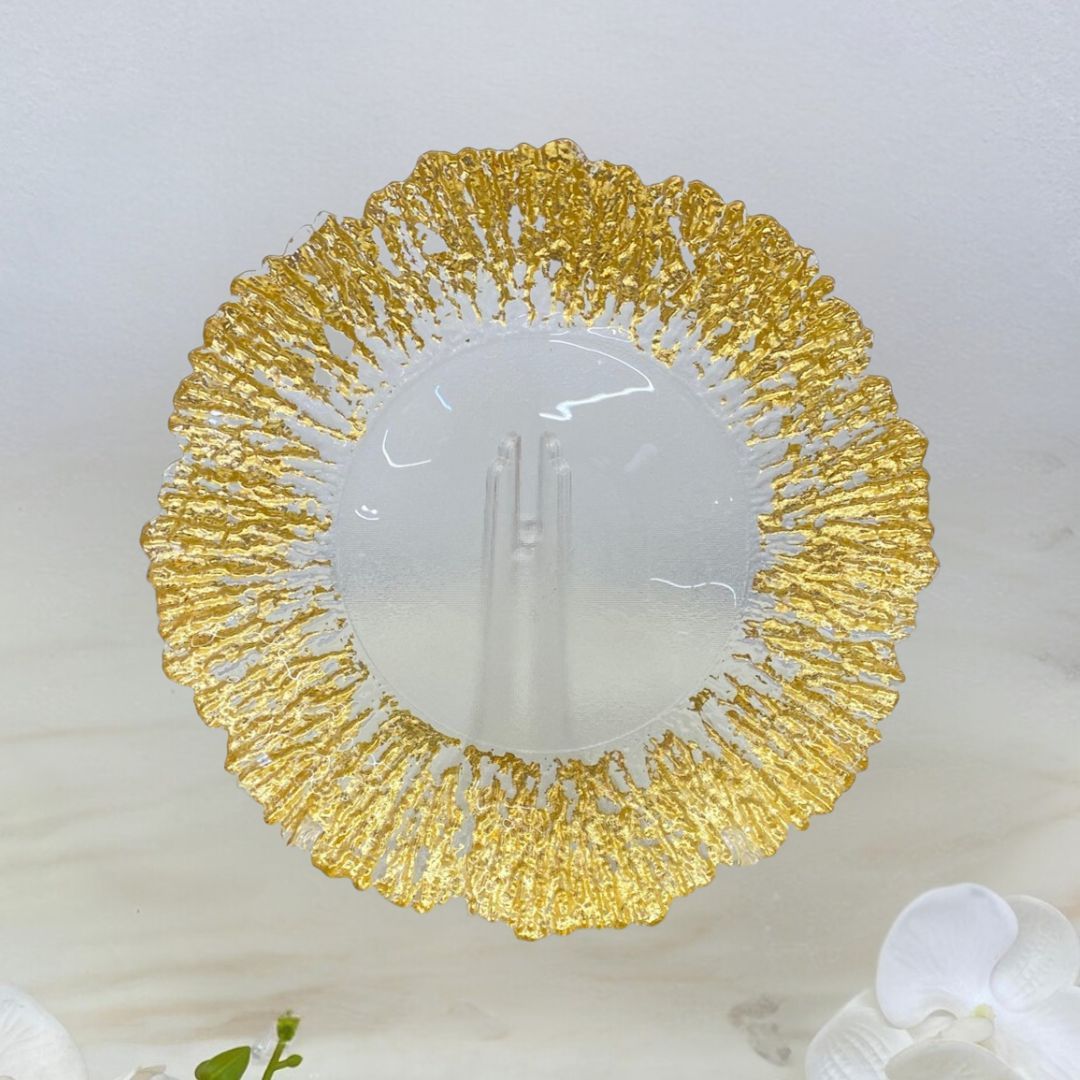 PLATO TRINCHE TRANSPARENTE FILO DORADO EN CRISTAL