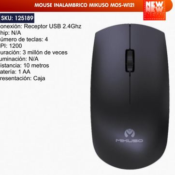 Imagen del producto MOUSE INALÁMBRICO MIKUSO 