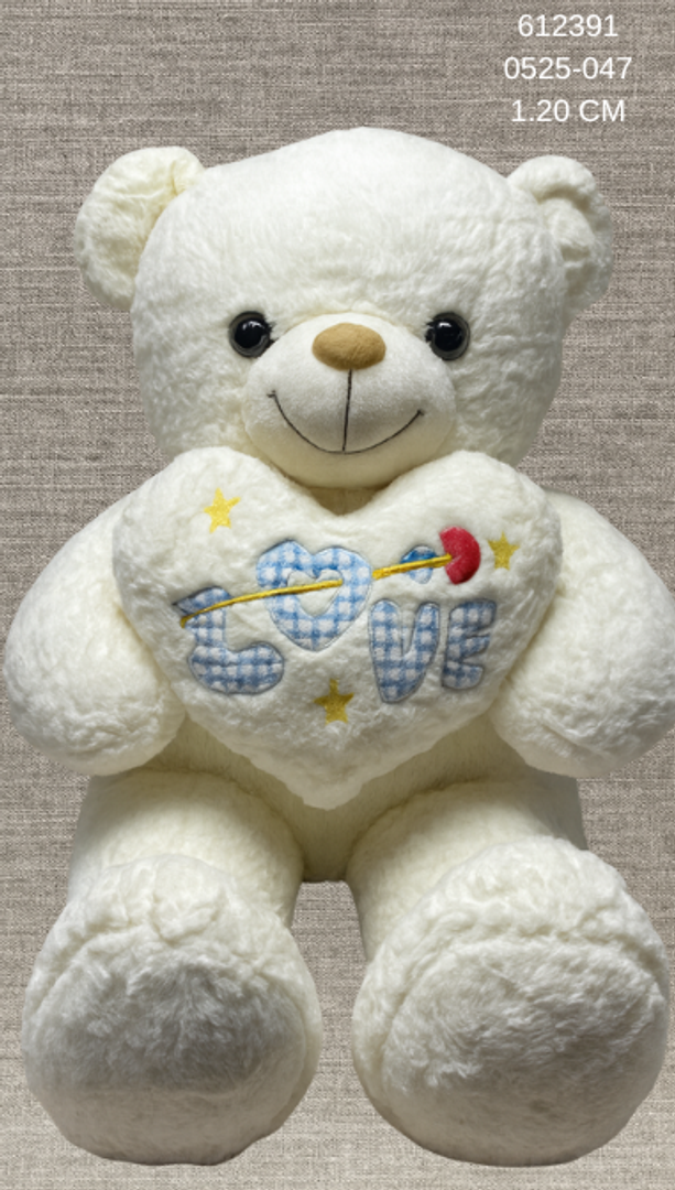 OSO PATAS LARGAS BORDADO COLOR BLANCO 1.20 CM