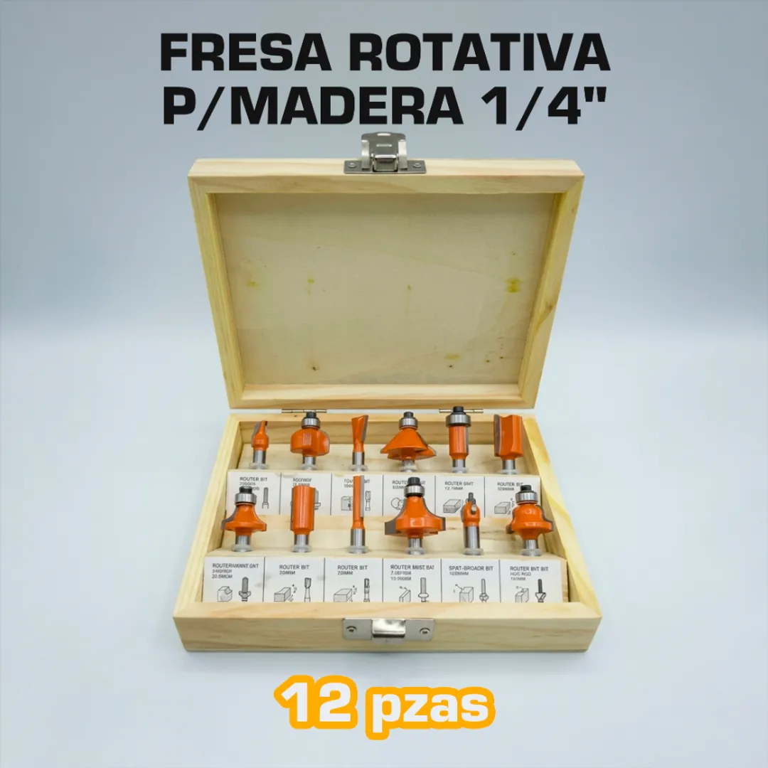 FRESA ROTATIVA P/MADERA 1/4" 12 PIEZAS 