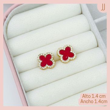 Imagen del producto  Aretes Topo Trebol Rojo Rodio